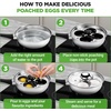 image:imageNutriChef Egg Poacher Pan Set  787 Stainless Steel Poached Egg Cooker with 4 NonStick Poaching Cups Glass Lid Timer Oven Mitt and Spatula for Perfect Poached Eggs Induction Compatible Silver