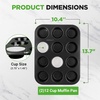 image:imageNutriChef Muffin Pans for Baking 2Pack  Nonstick 12 Mold Cupcake Tins  Carbon Steel Stackable Cup Cake Trays  Dishwasher amp Oven Safe  Includes 100 Parchment Paper Liners  13 x 10 x 1  Black