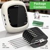 image:imageNutrichef Wireless Meat Thermometer with 2 Stainless Steel Probes Bluetooth and WiFi Smartphone App for Monitoring Food Temp and Remote Alerts Digital Display for Grilling and BBQ SmokingWhite 6 Probes