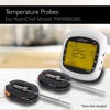 image:imageNutrichef Wireless Meat Thermometer with 2 Stainless Steel Probes Bluetooth and WiFi Smartphone App for Monitoring Food Temp and Remote Alerts Digital Display for Grilling and BBQ Smoking2pc Probes