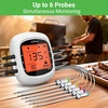 image:imageNutrichef Wireless Meat Thermometer with 2 Stainless Steel Probes Bluetooth and WiFi Smartphone App for Monitoring Food Temp and Remote Alerts Digital Display for Grilling and BBQ SmokingWhite 6 Probes