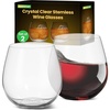 image:imageNutriChef 15oz Stemless Wine Glasses  Set of 4 Ultra Thin Elegant Red amp White Wine Clear Crystal Glass Drinkware LeadFree Hand Blown Seamless Bowl Dishwasher SafeSet of 2