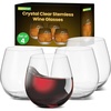 image:imageNutriChef 15oz Stemless Wine Glasses  Set of 4 Ultra Thin Elegant Red amp White Wine Clear Crystal Glass Drinkware LeadFree Hand Blown Seamless Bowl Dishwasher SafeSet of 4
