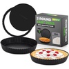 image:imageNutriChef 2 Round Tart Pans  9 Inch Carbon Steel Cheesecake Baking Trays with Removable Base  Nonstick amp Even Heat Distribution  Includes 100 Parchment Papers  Height of 1 Inch  Black