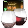image:imageNutriChef Stemless 8 Wine Glasses 15 Ounces Hand Blown Glasses for Home Bar amp Restaurant Dishwasher Safe Gift Set for Wine Lovers FriendsSet of 2