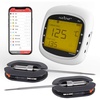 image:imageNutriChef Wireless Bluetooth BBQ Digital Thermometer  Upgraded Stainless Smart Dual Grill Probes w Remote Alert Safe to Use in Outdoor Barbecue Meat Smoker Works w iOS Android Phone  NutriChef