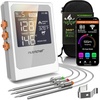 image:imageNutrichef Wireless Meat Thermometer with 2 Stainless Steel Probes Bluetooth and WiFi Smartphone App for Monitoring Food Temp and Remote Alerts Digital Display for Grilling and BBQ SmokingStainless 2 Probes