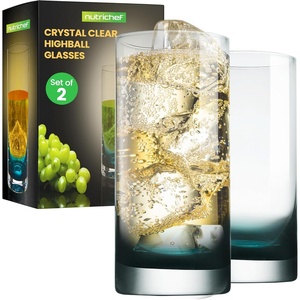 image:image125oz Highball Drinking Glasses  Set of 2 Heavy Base Tall Tumbler Clear Glassware for Water Wine Beer Liquor Gin Cocktail Whiskey Juice Iced Coffee Mixed Drinks Dishwasher Safe2 Piece