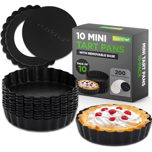 image:imageNutriChef 10Piece Nonstick Mini Tart Pans with Removable Bottom  Heavy Duty 4 Inch Steel Quiche Pans Oven amp Dishwasher Safe Fluted Side for Sweet amp Savory Foods  Includes 200pcs Parchment Paper
