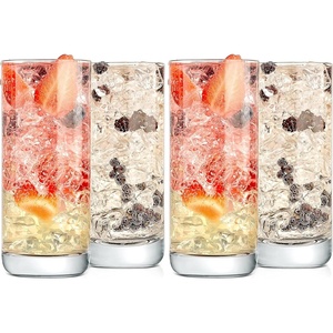 image:imageNutriChef 142oz Highball Drinking Glasses  Set of 2 Heavy Base Tall Tumbler Clear Glassware for Water Wine Beer Liquor Gin Cocktail Whiskey Juice Iced Coffee Mixed Drinks Dishwasher SafeSet of 4