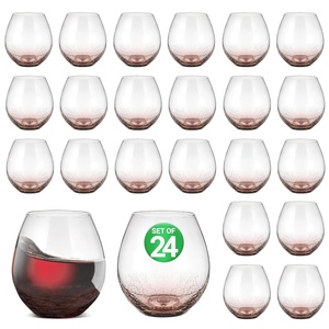 image:imageNutriChef 19 Ounce Stemless Wine Glasses For Red or White Wine Set of 4 For Party And Gifting Clear LeadFree and Ice Crack Design24 Glasses