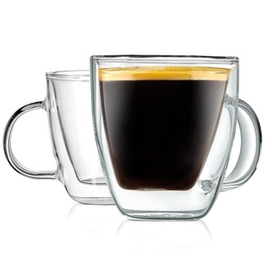 image:imageNutriChef 52 Oz Espresso Cups Set Of 2 Double Walled Glass Coffee Mugs For Hot And Cold Drinks Insulated Glass Coffee Mugs With Handle2 Pcs