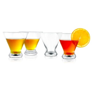 image:imageNutriChef 84oz Clear Martini Glasses 4 set of Heavy Base Hand Blown Elegant Stemless Cocktail Glassware for Whiskey Scotch Wine Liquor Gin and Mixed Drinks Dishwasher Safe4 pack