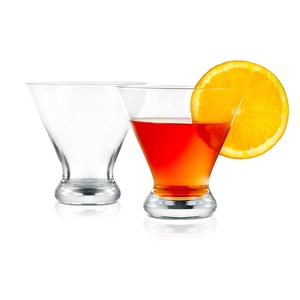 image:imageNutriChef 84oz Clear Martini Glasses 4 set of Heavy Base Hand Blown Elegant Stemless Cocktail Glassware for Whiskey Scotch Wine Liquor Gin and Mixed Drinks Dishwasher Safe2 pack