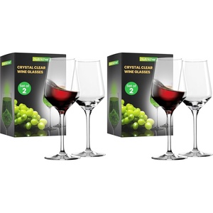 image:imageNutriChef Crystal Wine Glasses  2 Elegant Tall Red and White Wine Clear Stemmed Glass Drinkware Seamless Bowl 100 LeadFree Dishwasher Safe for Wine Enthusiasts7 Ounces Pack of 2