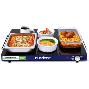 image:imageNutriChef Electric Food Warming Tray  Adjustable temperature Sleek Glass Surface Energy Efficient amp Space Saving Ideal for Buffets Restaurants and Events 2323x 1732x 022 IN Blue