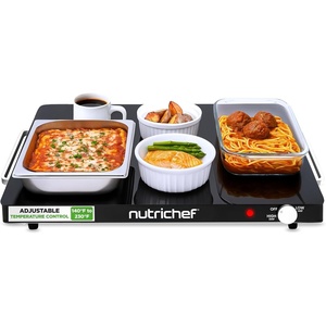 image:imageNutriChef Electric Warming Tray  Glass Surface Hot Serving Tray  Adjustable Temperature 140F to 230F  Energy Efficient amp Space Saving  Perfect for BuffetsParties amp More  212 x 165 IN  Black