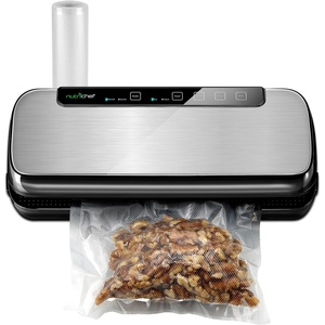image:imageNutriChef Food Vacuum Sealer Machine 110W Stainless Steel Automatic Chamber Vacuum Sealer with LED Touch Controls For Food Storage 5 Reusable Vacuum Bags Hose amp Wine Stopper 14 x 6 x 3Stainless Steel