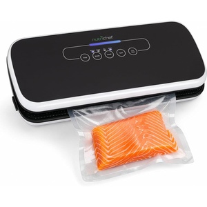 image:imageNutriChef Food Vacuum Sealer Machine 110W Stainless Steel Automatic Chamber Vacuum Sealer with LED Touch Controls For Food Storage 5 Reusable Vacuum Bags Hose amp Wine Stopper 14 x 6 x 3Black 2026 Edition