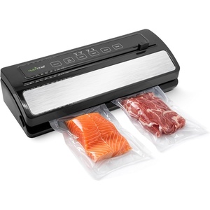 image:imageNutriChef Food Vacuum Sealer Machine 110W Stainless Steel Automatic Chamber Vacuum Sealer with LED Touch Controls For Food Storage 5 Reusable Vacuum Bags Hose amp Wine Stopper 14 x 6 x 3BlackSilver