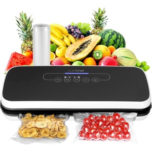 image:imageNutriChef Food Vacuum Sealer Machine 110W Stainless Steel Automatic Chamber Vacuum Sealer with LED Touch Controls For Food Storage 5 Reusable Vacuum Bags Hose amp Wine Stopper 14 x 6 x 3Black