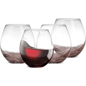 image:imageNutriChef Stemless 8 Wine Glasses 15 Ounces Hand Blown Glasses for Home Bar amp Restaurant Dishwasher Safe Gift Set for Wine Lovers FriendsSet of 4
