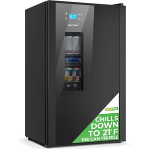 image:imageNutrichef Beer Fridge 108 Can Capacity  Freestanding Beverage Refrigerator with Glass Door for Beer amp Soda  Adjustable Temperature 21F to 64F  Adjustable Shelves  19 x 17 x 33 IN  Black