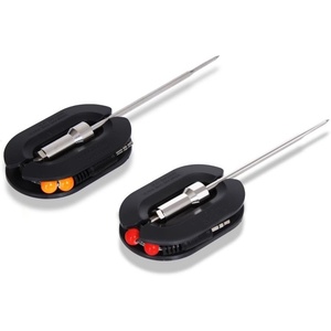 image:imageNutrichef Wireless Meat Thermometer with 2 Stainless Steel Probes Bluetooth and WiFi Smartphone App for Monitoring Food Temp and Remote Alerts Digital Display for Grilling and BBQ Smoking2pc Probes