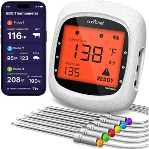 image:imageNutrichef Wireless Meat Thermometer with 2 Stainless Steel Probes Bluetooth and WiFi Smartphone App for Monitoring Food Temp and Remote Alerts Digital Display for Grilling and BBQ SmokingWhite 6 Probes