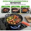 image:imageNutriChef 10 Inch Cast Iron Skillet with Lid  PreSeasoned Small Fry Pan with Side Drip Spout and Silicone Handle12 Inch