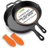 image:imageNutriChef 10 amp 12 PreSeasoned Cast Iron Pans  Durable Nonstick Skillets CoolTouch Silicone Handle For Oven Grill amp All StovetopsBlack