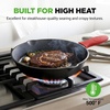 image:imageNutriChef 10 amp 12 PreSeasoned Cast Iron Pans  Durable Nonstick Skillets CoolTouch Silicone Handle For Oven Grill amp All StovetopsBlack