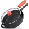 image:imageNutriChef 10 amp 12 PreSeasoned Cast Iron Pans  Durable Nonstick Skillets CoolTouch Silicone Handle For Oven Grill amp All StovetopsBlack