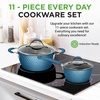 image:imageNutriChef 11 Pc Pots and Pans Set  Non Stick Cookware Set with Ceramic Coating Ergonomic Handles Induction Ready Includes Saucepan Dutch Oven Large amp Small Fry Pans  Royal BlueRoyal Blue