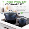 image:imageNutriChef 11 Pc Pots and Pans Set  Non Stick Cookware Set with Ceramic Coating Ergonomic Handles Induction Ready Includes Saucepan Dutch Oven Large amp Small Fry Pans  Royal BlueBlue Diamond