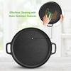 image:imageNutriChef 13Inch Flat Cast Iron Pizza Pan  Versatile PreSeasoned Round Cooking Griddle wBuiltIn Handles for Oven Grill Stove and Campfires  Includes 2 Heat Safe Silicone Grips