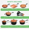 image:imageNutriChef 14Piece NonStick Pots and Pans Set  Induction Ready MultiSized Cooking Pots with Lids Small and Medium Frying Pans with Slotted Spatula Pasta Server Soup Ladle Silicone Handles
