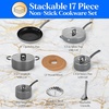 image:imageNutriChef 17Piece NonStick Pans amp Pots Set  SpaceSaving InductionCompatible Foldable Knob Black Cookware with HeatResistant Utensils for Kitchen amp RVGray