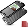 image:imageNutriChef 20x10 Reversible Cast Iron Griddle Pan  Flat amp Grill Sides PreSeasoned Oven Safe ExtraWide PFOA amp PFOS Free for Gas Electric or Outdoor CookingBlack