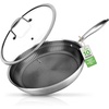 image:imageNutriChef 6Piece TriPly Stainless Steel Frying Pan Set  8 10 12 NonStick Skillets with Lids Induction Compatible Oven Safe ScratchResistant Dishwasher SafeStainless Steel