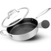 image:imageNutriChef 6Piece TriPly Stainless Steel Frying Pan Set  8 10 12 NonStick Skillets with Lids Induction Compatible Oven Safe ScratchResistant Dishwasher SafeStainless Steel
