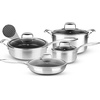 image:imageNutriChef 8Piece Triply Cookware Set Stainless Steel  Triply Kitchenware Pots amp Pans Set Kitchen Cookware NonStick Coating  Sauce Pot Stew Pot Cooking Pot Frying Pan Lids  NC3PLY8ZStainless Steel