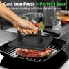 image:imageNutriChef Cast Iron Weight Grill Press  HeavyDuty Griddle Press with Wooden Handle for Steak Burgers Bacon amp Sandwiches Creates Perfect Grill Marks