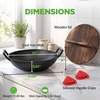 image:imageNutriChef Cast Iron Wok with Wooden Lid  PreSeasoned Chinese Wok for StirFry Compatible with Multiple Cooktops Including Induction Large 58 Qt Capacity 14 Diameter