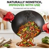 image:imageNutriChef Cast Iron Wok with Wooden Lid  PreSeasoned Chinese Wok for StirFry Compatible with Multiple Cooktops Including Induction Large 58 Qt Capacity 14 Diameter