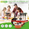 image:imageNutriChef Metallic Ridge Line Nonstick Cooking Kitchen Cookware Pots and Pan Set with with Lids and Utensils 12 Piece Set GrayBrown