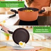 image:imageNutriChef Metallic Ridge Line Nonstick Cooking Kitchen Cookware Pots and Pan Set with with Lids and Utensils 12 Piece Set GrayBrown