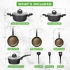 image:imageNutriChef Metallic Ridge Line Nonstick Cooking Kitchen Cookware Pots and Pan Set with with Lids and Utensils 12 Piece Set GrayGray