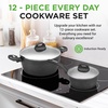 image:imageNutriChef Metallic Ridge Line Nonstick Cooking Kitchen Cookware Pots and Pan Set with with Lids and Utensils 12 Piece Set GrayGray