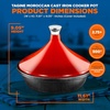 image:imageNutriChef Moroccan Tagine Pot for Cooking  Premium Cast Iron Cooking Pot with Stainless Steel Knob and Red ConeShaped Porcelain Enameled Lid  116 Width 275 QtRed
